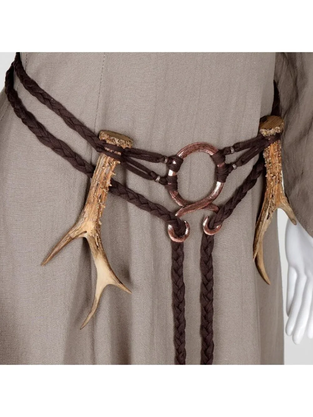 Viking Troll Cross Belt - Long Rope Ring Knotted Waist Belt, Norse Pagan